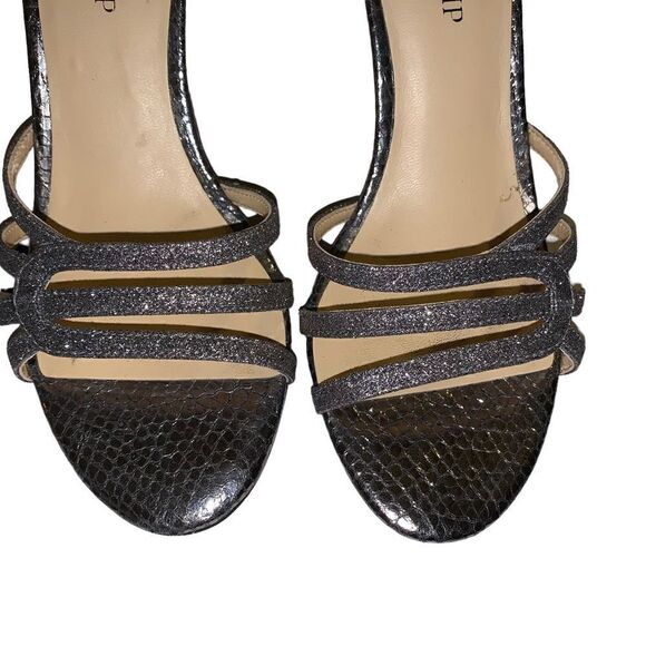 Ivanka Trump Lady High Heel D'Orsay Leather Sandal Silver Women Size 7M - Picture 3 of 13